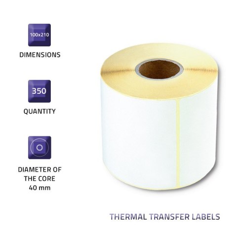 Qoltec Etykiety termotransferowe 100 x 210 | 350 etykiet