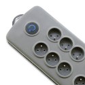 Qoltec Listwa antyprzepięciowa | 8 gniazd | 2.5m