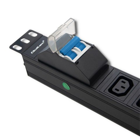Qoltec Listwa zasilająca antyprzepięciowa CB do szafy RACK 19" | 1U | 10A | PDU | 8xIEC C13 | 2m