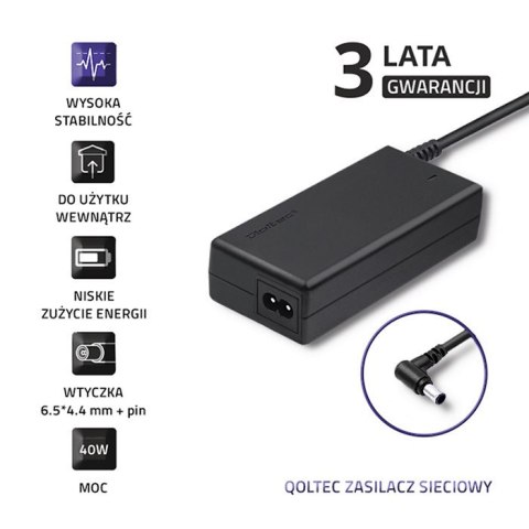 Qoltec Zasilacz sieciowy do monitora LG 40W | 19V | 2.1A | 6.5*4.4 | + kabel zasilający