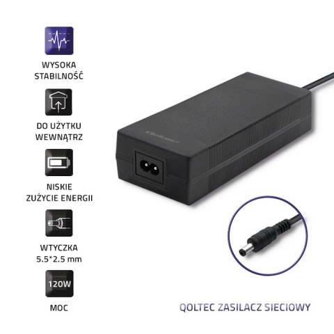 Qoltec Zasilacz desktopowy 72W | 24V | 3A | 5.5*2.5 |+ kabel zasilający