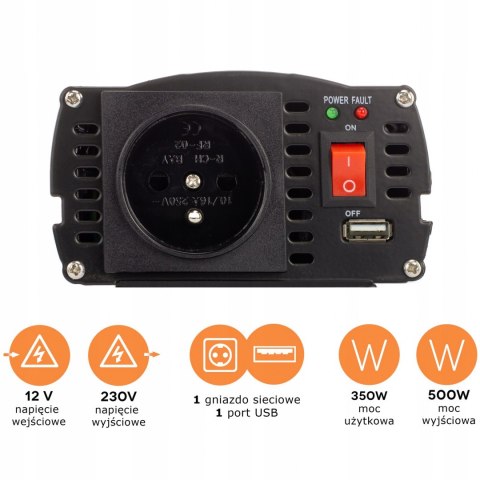 Przetwornica napięcia IPS 500 PLUS 12/230V (350/500W)