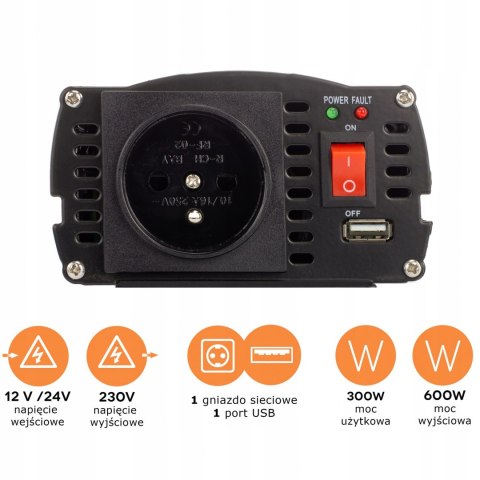 Przetwornica napięcia IPS 600 DUO 12V/24V / 230V 300/600W