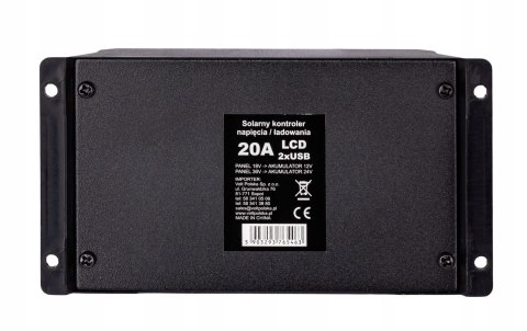 Regulator solarny SOL 20A LCD 2xUSB