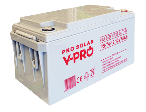 AKUMULATOR DEEP CYCLE VPRO SOLAR 12V 74 Ah VRLA BEZOBSŁUGOWY