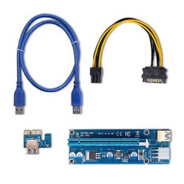 Qoltec Riser PCI-E 1x 16x | USB 3.0 | ver. 009S | SATA/ PCI-E | Czarny
