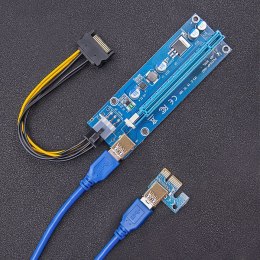 Qoltec Riser PCI-E 1x 16x | USB 3.0 | ver. 009S | SATA/ PCI-E | Czarny