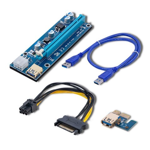 Qoltec Riser PCI-E 1x 16x | USB 3.0 | ver. 009S | SATA/ PCI-E | Czarny