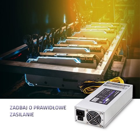 Qoltec Zasilacz PCI-E 1850W | 80 Plus Platinum | Gaming Miner