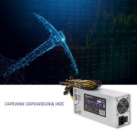 Qoltec Zasilacz PCI-E 1850W | 80 Plus Platinum | Gaming Miner