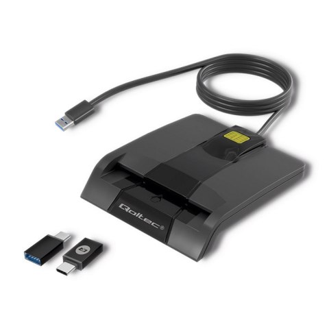 Qoltec Inteligentny czytnik chipowych kart ID SCR-0634 | USB typ C
