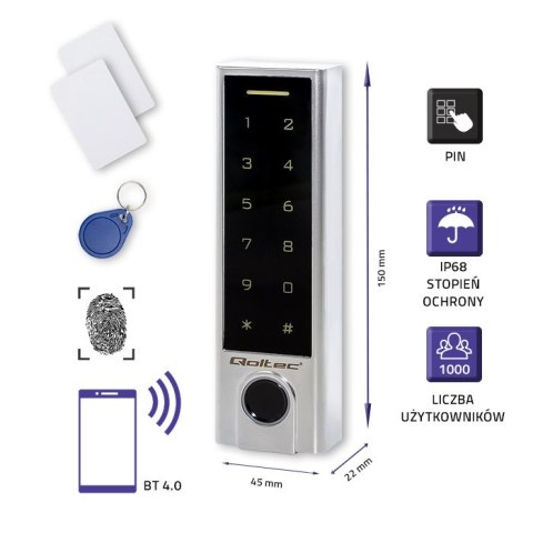 Qoltec Zamek szyfrowy dotykowy TITAN | EM | BT