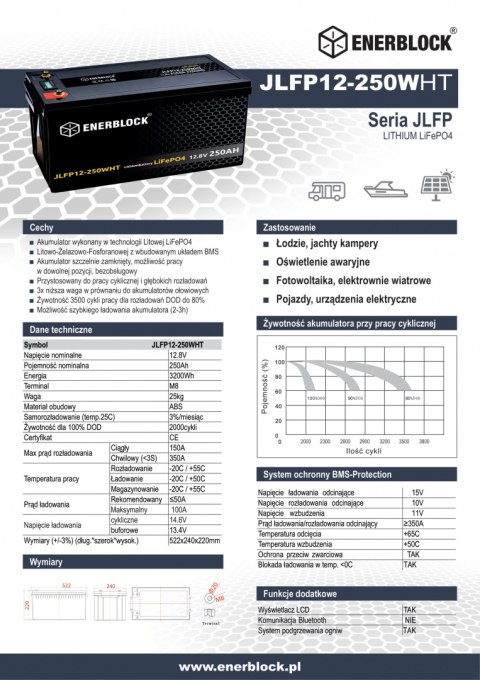 Akumulator Enerblock LITHIUM JLFP12-250