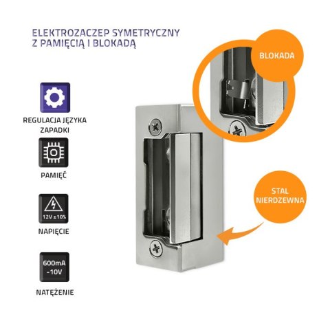 Qoltec Elektrozaczep symetryczny z pamięcią i blokadą | 600mA | 12V
