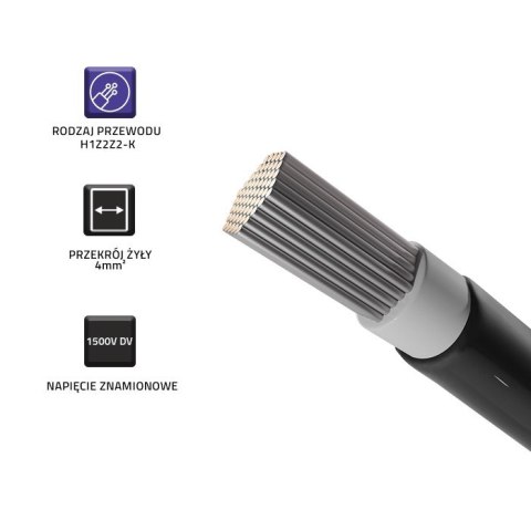 Qoltec Kabel solarny fotowoltaiczny | 4mm² | 100m | czarny
