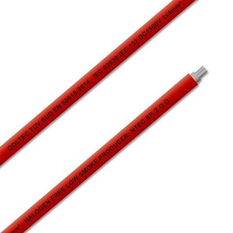 Qoltec Kabel solarny fotowoltaiczny | 4mm² | 100m | czerwony