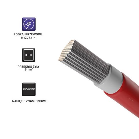 Qoltec Kabel solarny fotowoltaiczny | 6mm² | 100m | czerwony