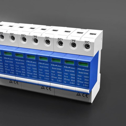 Qoltec Ogranicznik ochronnik przepięć DC| 3P | 1000V | T2 | C