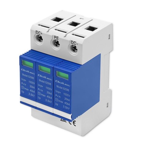 Qoltec Ogranicznik ochronnik przepięć DC| 3P | 1000V | T2 | C