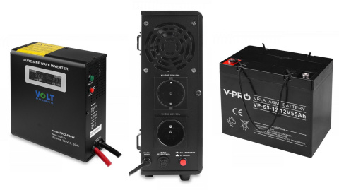 Sinus Pro 800W + Akumulator VPRO 55Ah Zestaw Awaryjny