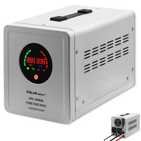 Zasilacz awaryjny Pure Sine Wave UPS | 1000VA | 700W | Stała faza | Szary