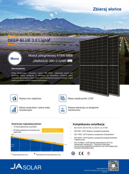 Panel fotowoltaiczny 410W JA Solar, czarna rama, monokrystaliczny