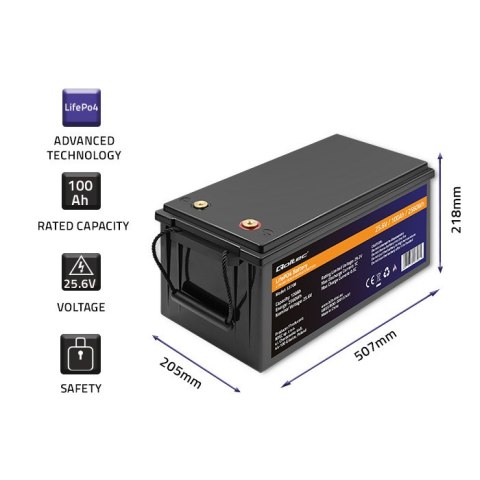 Qoltec Akumulator LiFePO4 | 25.6V | 100Ah | 2560Wh | BMS