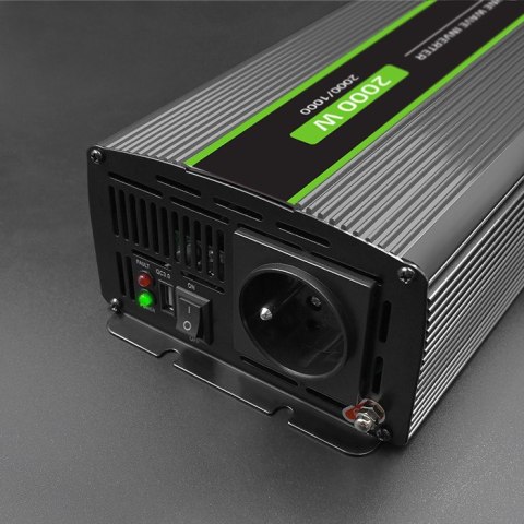 Qoltec Przetwornica napięcia Monolith | 1000W | 2000W| 12V na 230V | Czysty Sinus