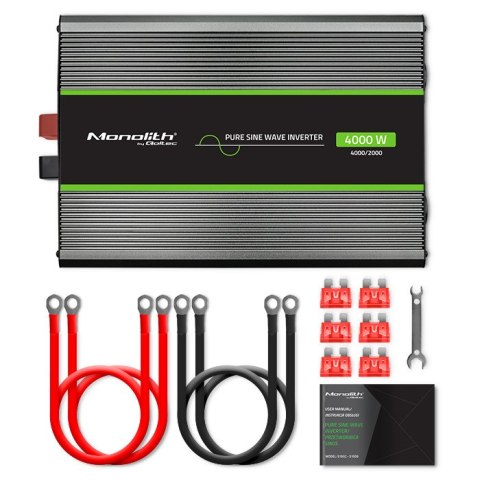Qoltec Przetwornica napięcia Monolith | 2000W | 4000W | 12V na 230V | Czysty Sinus