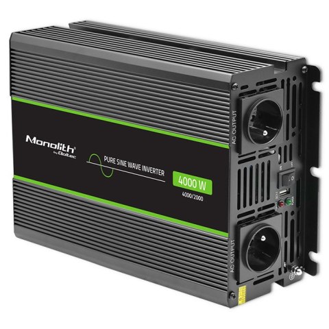 Qoltec Przetwornica napięcia Monolith | 2000W | 4000W | 12V na 230V | Czysty Sinus