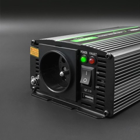 Qoltec Przetwornica napięcia Monolith | 300W | 600W | 12V na 230V | Czysty Sinus