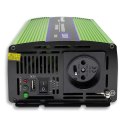 Qoltec Przetwornica napięcia Monolith | ładowanie baterii | UPS | 600W | 1200W | 12V na 230V |Czysty Sinus