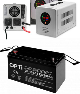 Zasilacz UPS Pure Sine 1000VA + Akumulator 100Ah