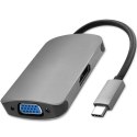 Qoltec Adapter USB 3.1 C męski / HDMI żeński | VGA żeńskie