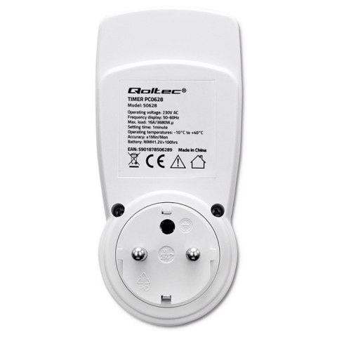 Qoltec Elektroniczny programator czasowy PC0628 | 3680W | 16A | LCD