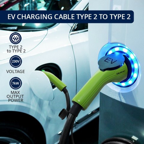 Qoltec Kabel EV Typ 2 do ładowania samochodu | 7kW | 32A | 5m