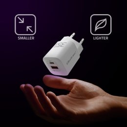 Qoltec Ładowarka sieciowa 35W GaN ULTRA | 5-20V | 2.25-3A | 1xUSB typ C PD | 1x USB | Biała