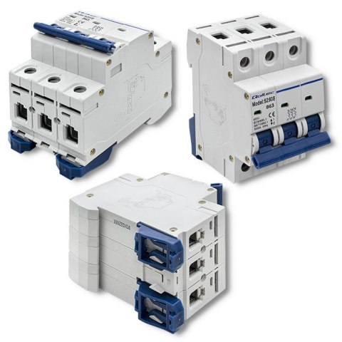 Qoltec Wyłącznik nadprądowy B63 | Bezpiecznik | AC | 63A | 3P
