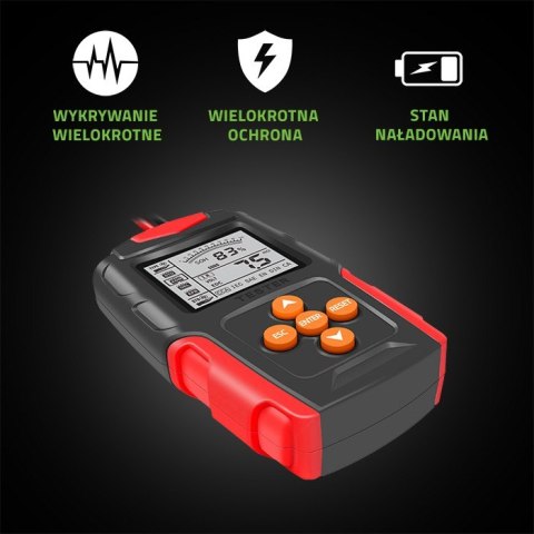 Qoltec Cyfrowy tester akumulatora z wyświetlaczem LCD | 12V | 24V | 3Ah-200Ah