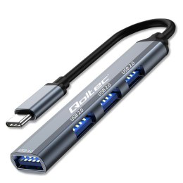 Qoltec Hub Adapter USB-C 3.1 4 w1 | USB 3.0 | 3x USB 2.0