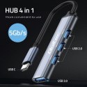 Qoltec Hub Adapter USB-C 3.1 4 w1 | USB 3.0 | 3x USB 2.0