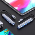 Qoltec Hub Adapter USB-C 3.1 4 w1 | USB 3.0 | 3x USB 2.0