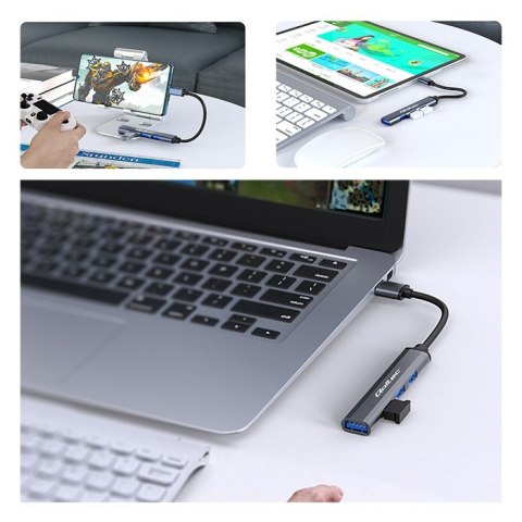 Qoltec Hub Adapter USB-C 3.1 4 w1 | USB 3.0 | 3x USB 2.0