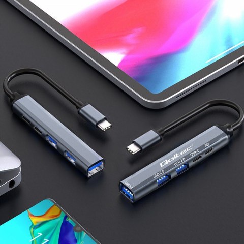 Qoltec Hub Adapter USB-C 3.1 5w1 | USB-C PD| USB-C | 2x USB 2.0 | USB 3.0