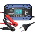 Qoltec Inteligentna ładowarka do akumulatora STD AGM GEL LiFePO4 z funkcją naprawy |12-24V |10A | LCD | 9 trybów