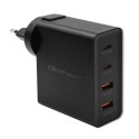 Qoltec Ładowarka GaN POWER PRO | 2xUSB-C | 2xUSB | 130W | 5-20V | 1.5-3.25A | PD | Czarna