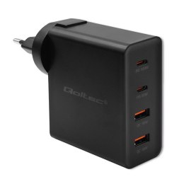 Qoltec Ładowarka GaN POWER PRO | 2xUSB-C | 2xUSB | 130W | 5-20V | 1.5-3.25A | PD | Czarna