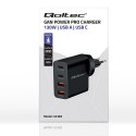 Qoltec Ładowarka GaN POWER PRO | 2xUSB-C | 2xUSB | 130W | 5-20V | 1.5-3.25A | PD | Czarna