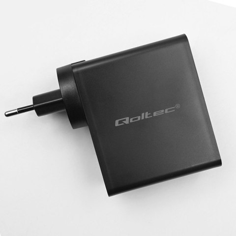 Qoltec Ładowarka GaN POWER PRO | 2xUSB-C | 2xUSB | 130W | 5-20V | 1.5-3.25A | PD | Czarna