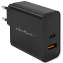 Qoltec Ładowarka Super Quick PD | 65W | 5-20V | 1.5-3.25A | 1xUSB typ C | 1xUSB A | Czarna